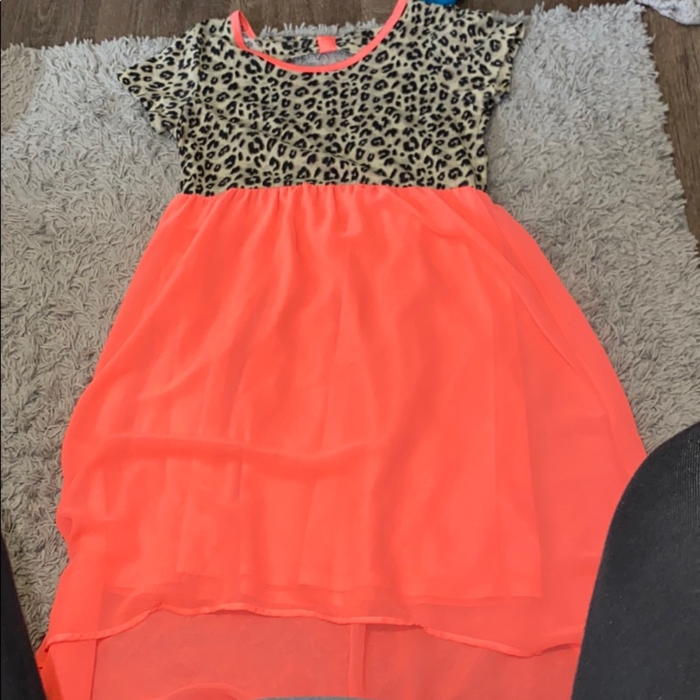 A neon pink cheetah print dress